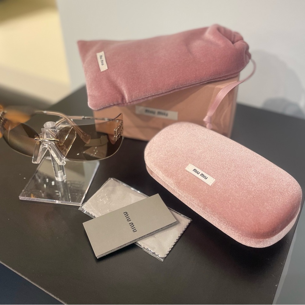 Pink and Gold Shield Sunglasses with Gradient Lenses by Miu Miu Authentic New!